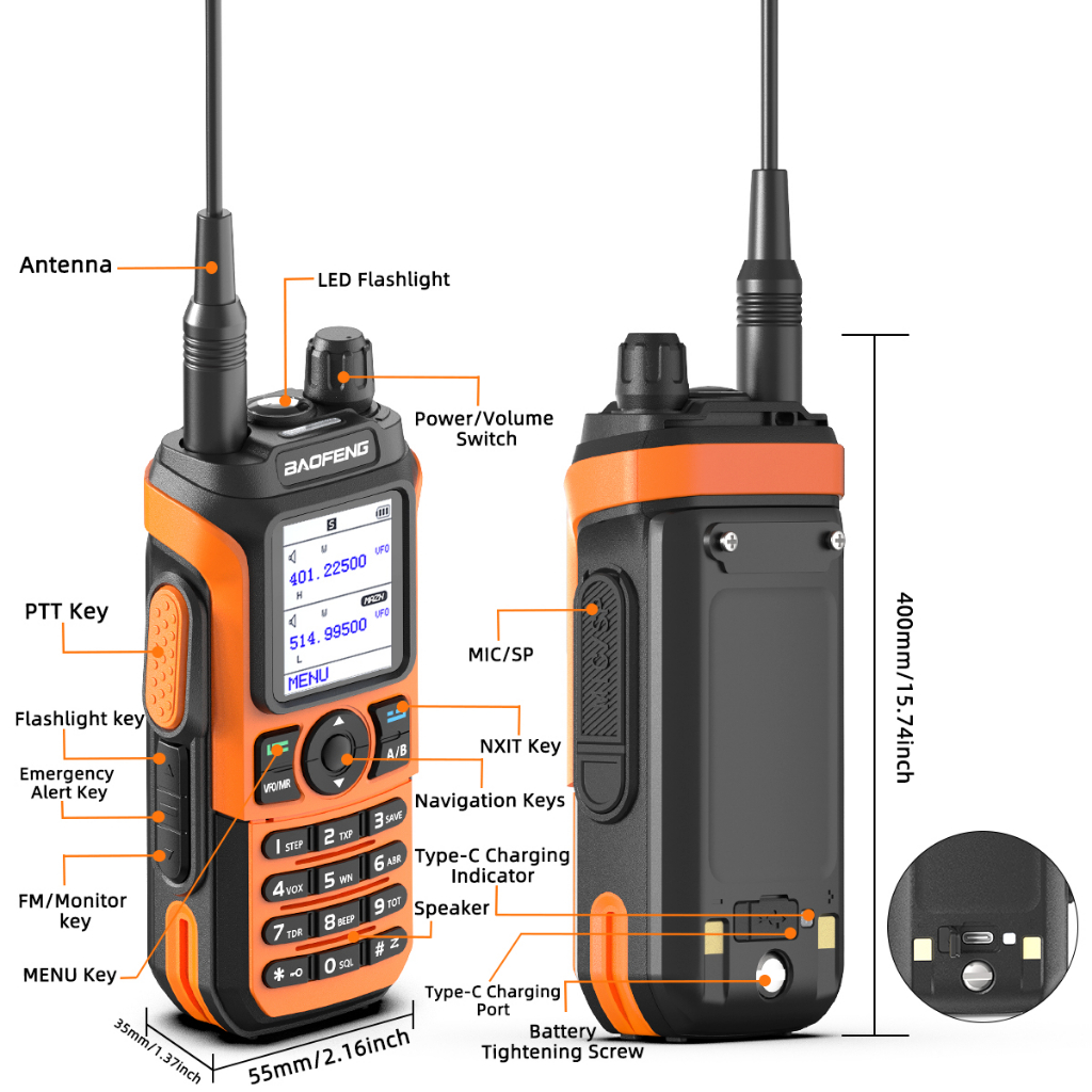 HT BF UV-21 Pro Walkie Talkie Dual Band FM Radio UHF VHF 10W 8800 maH