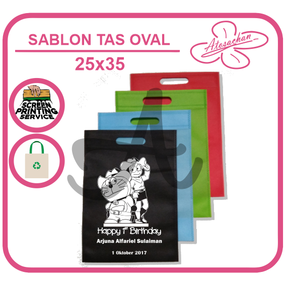 

Custom Sablon Tas Spunbond Oval 25x35 Goodie Bag