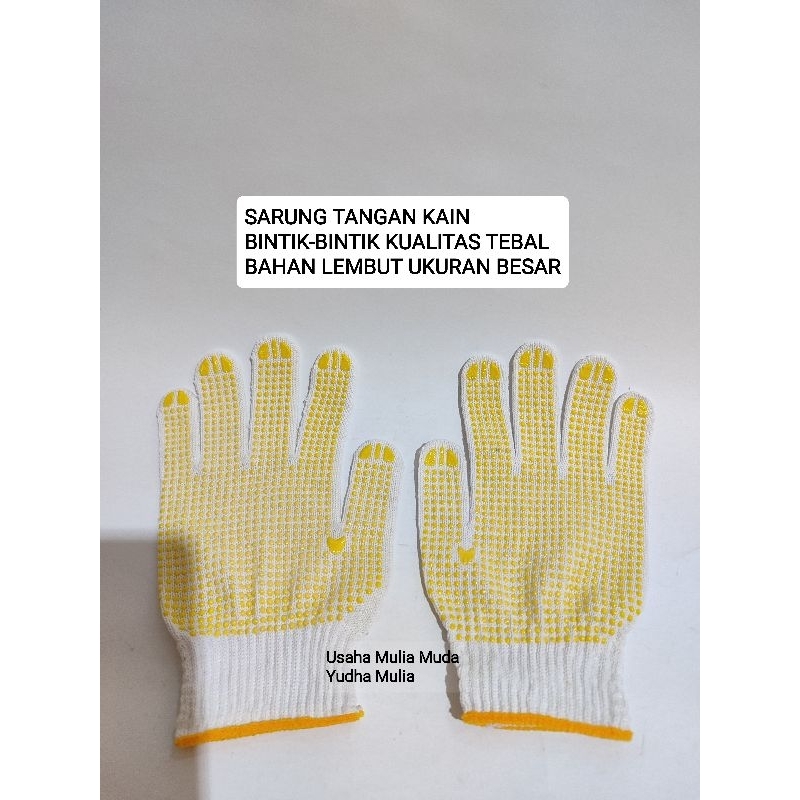 SARUNG TANGAN KAIN BINTIK BINTIK PUTIH | SARUNG TANGAN KERJA | SARUNG TANGAN KAIN TEBAL | SARUNG TAN