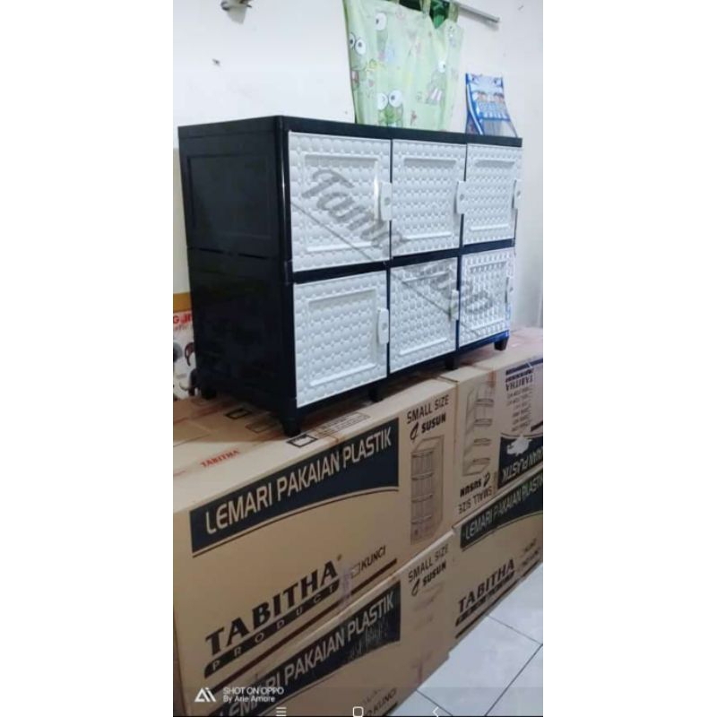 lemari plastik tabitha meja TV susun 2/lemari plastik triple cabinet