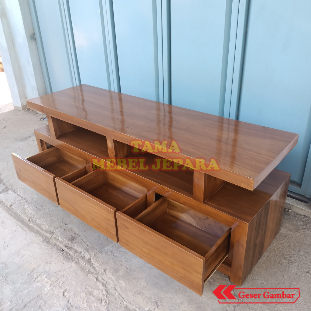 PROMO Bufet TV Retro Kayu Jati Mebel Jepara, Rak TV Minimalis