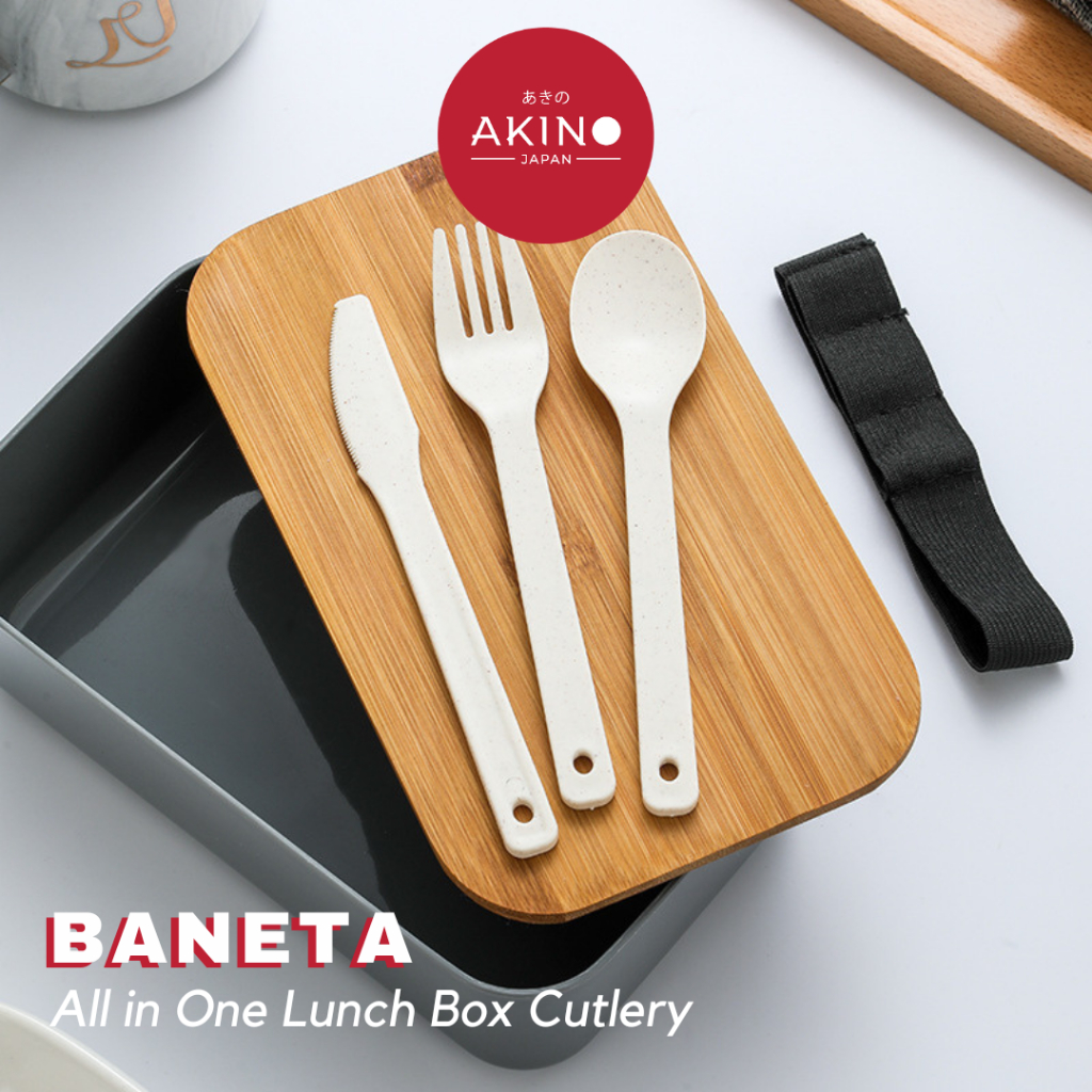 AKINO - BANETA Tempat Makanan Nasi Minimalis Kotak Makan Bekal Tutup Bambu Lunch Box Aesthetic