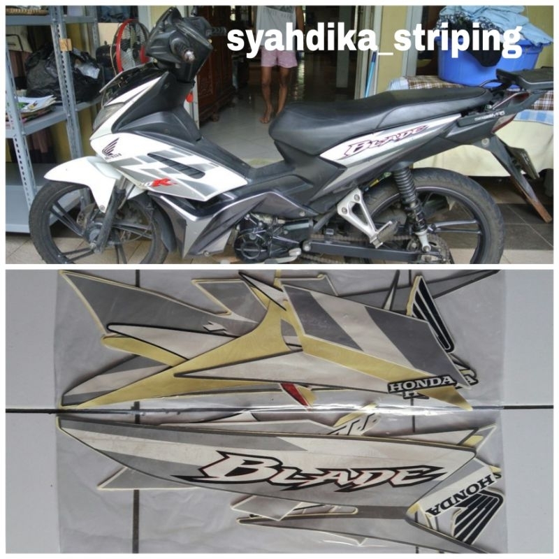 STIKER STRIPING LIS BODY HONDA BLADE 110 R 2009 - 2010 PUTIH SILVER