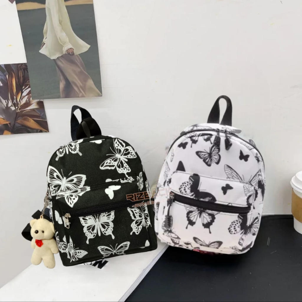 Tas Ransel Mini Wanita / Tas Selempang & Bahu Wanita Motif Kupu-kupu Tas Ransel Mini Motif Sapi / Ta