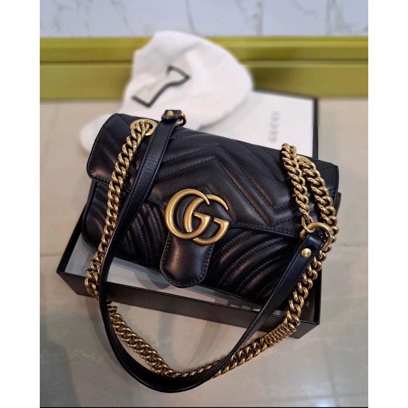 preloved Gucci Marmont Bag Mini size 22cm Black / Tas Gucci Hitam Authentic