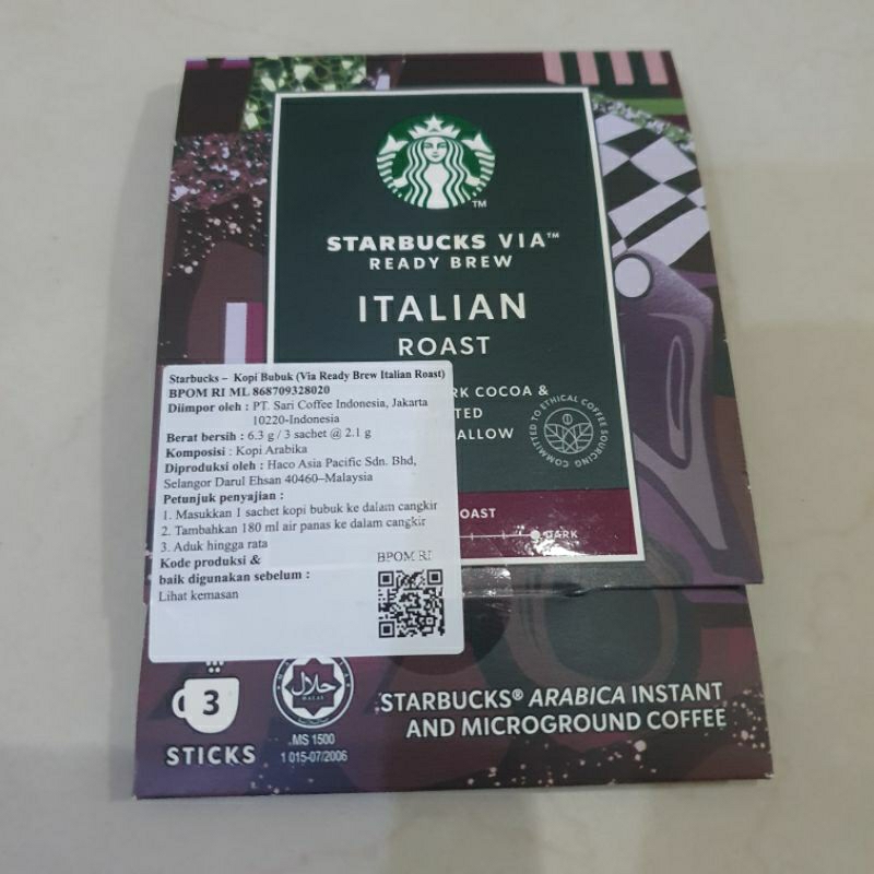 

Starbucks Via Italian Roast 3 stik