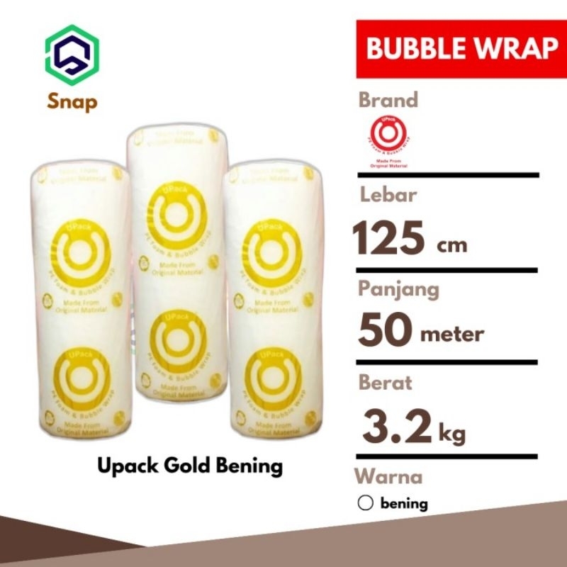 

Bubble Wrap Bening Hitam 125 cm x 50 m Tebal Premium Upack Gold Best Quality