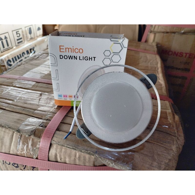 lampu downlight LED panel 6 Watt emico 3 warna