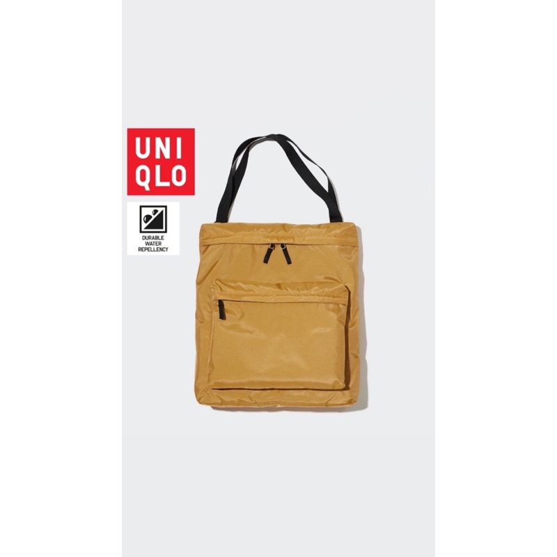 UNIQLO Unisex Nylon 2Way Bag Tas Ransel Tote Nilon Pria Wanita Mustard