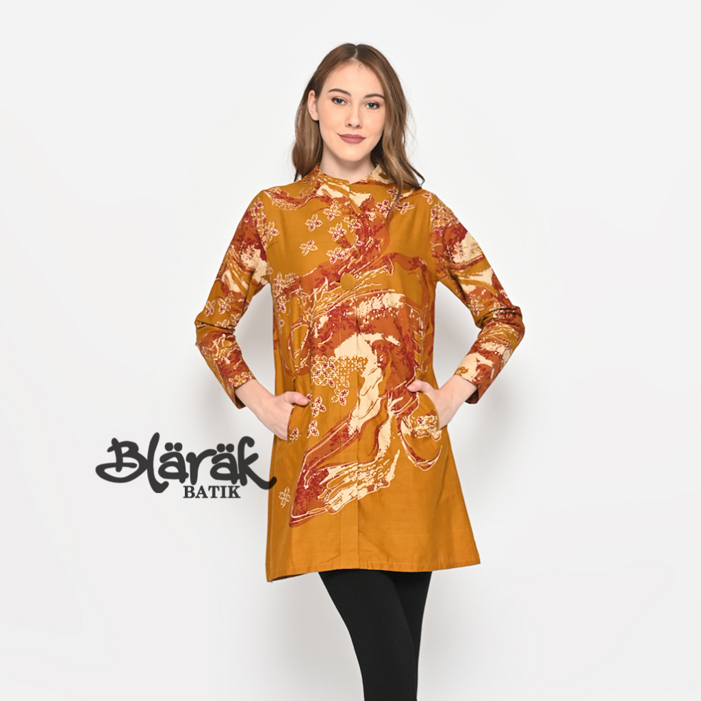 Atasan Tunik Batik Wanita Premium Nirwasita Kuning - BLARAK Pekalongan