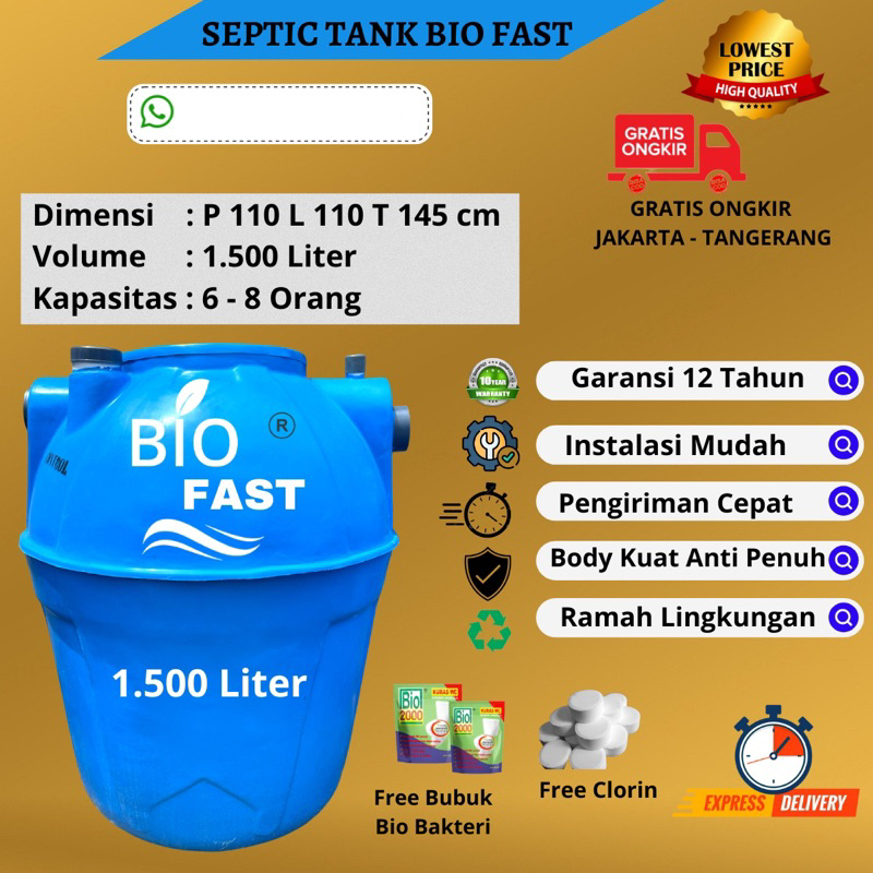 septic tank bio, biotank, biofil, biotaff, biotech, 1500 liter