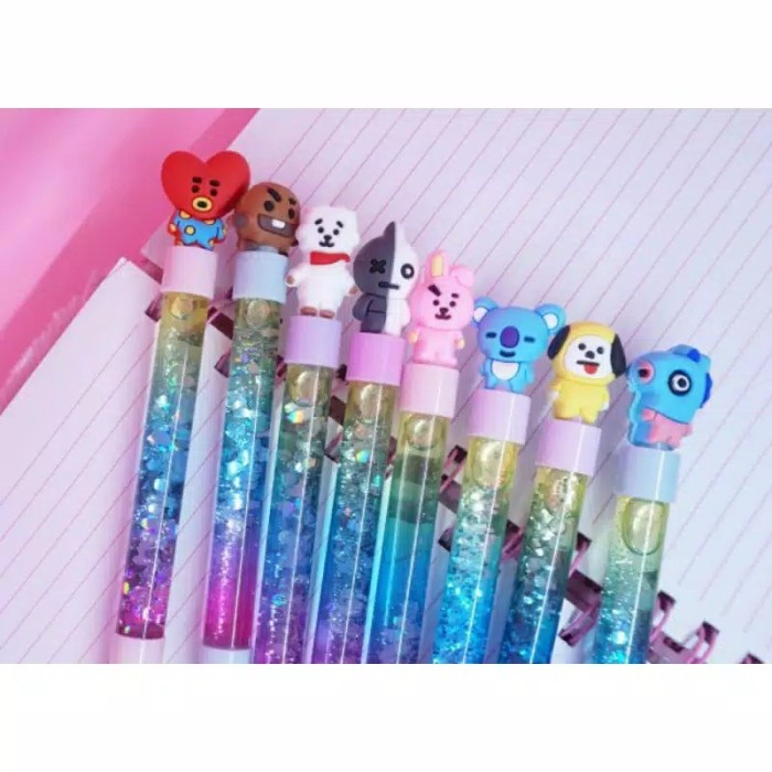 

BOLPEN GEL GLITTER MOTIF KARAKTER BT21 / PULPEN PENA GEL BT21 BTS ARMY