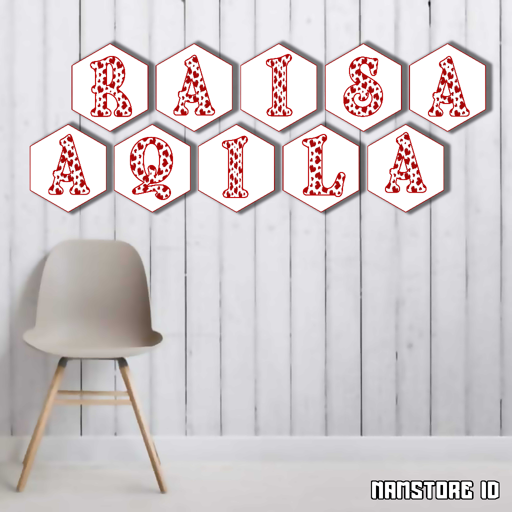 huruf kayu satuan timbul minimalis