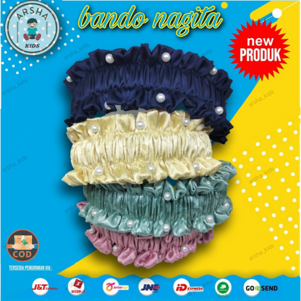 BANDO NAGITA MUTIARA BANDO KOREA IKAT RAMBUT CSRUNCHIE BANDO MUTIARA BANDANA DEWASA