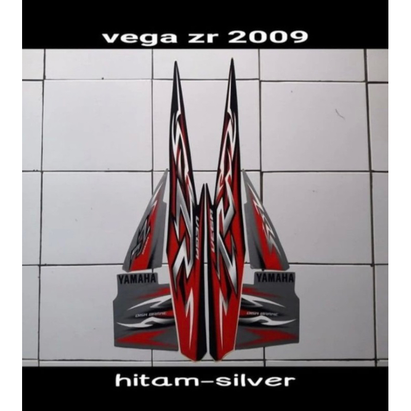 STIKER STRIPING LIS LIST BODI MOTOR VEGA ZR TAHUN 2009 WARNA HITAM SILVER STANDAR