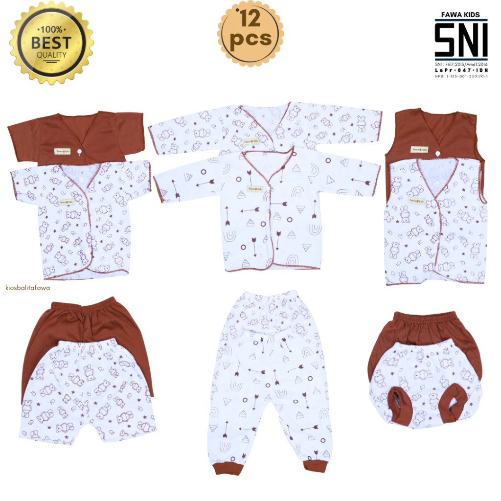 	 SNI - (18 PCS) Paket Baju Bayi New Born 0-3 Bulan Baju Kancing Kado Lahiran Setelan Stelan Baby Anak Laki Laki Perempuan Celana Pop Panjang Atasan kiosbalitafawa	