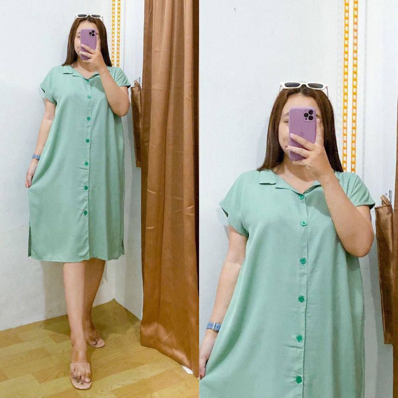 Daster Full Kancing Selutut/Daster Kekinian / Daster Full Kancing Polos