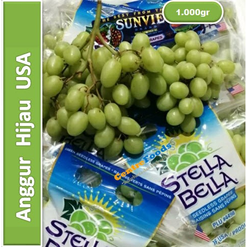 

Anggur Hijau Amerika - Stella Bella USA | 1.000gr [ Harga Per KG ]