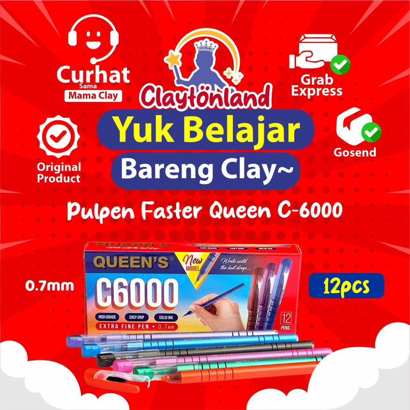 

(12pcs) Pulpen Faster C6000 QUEEN’S 0.5mm / Ballpoint QUEEN’S EXTRA FINE PEN
