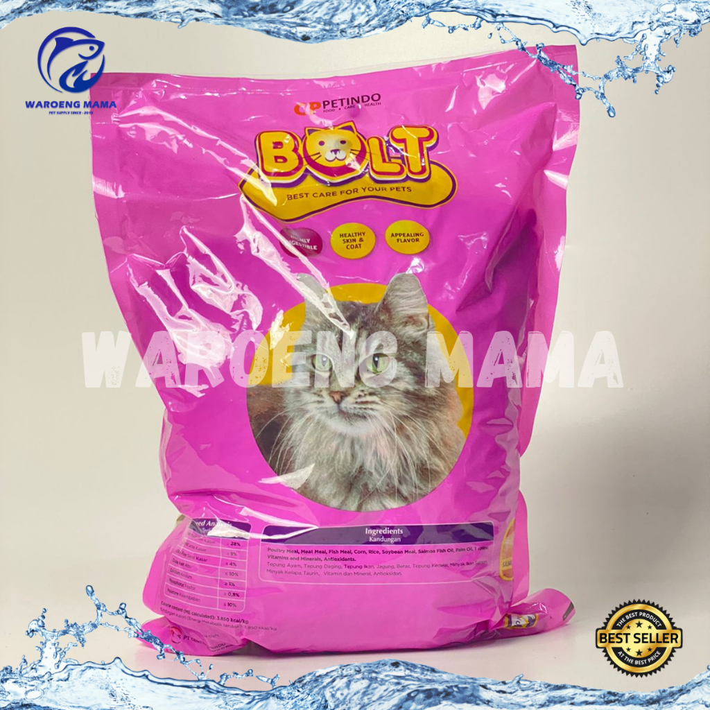 BOLT makanan kucing kemasan 1kg BOLT donat tuna ikan salmon