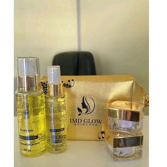SKINCARE IMD GLOW Sepaket TANPA SERUM (isi 4) BPOM 1000% original