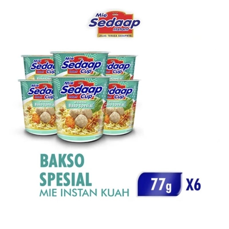 

Sedaap Cup Instant Noodle Baso Special 77g Paket 6 Pc