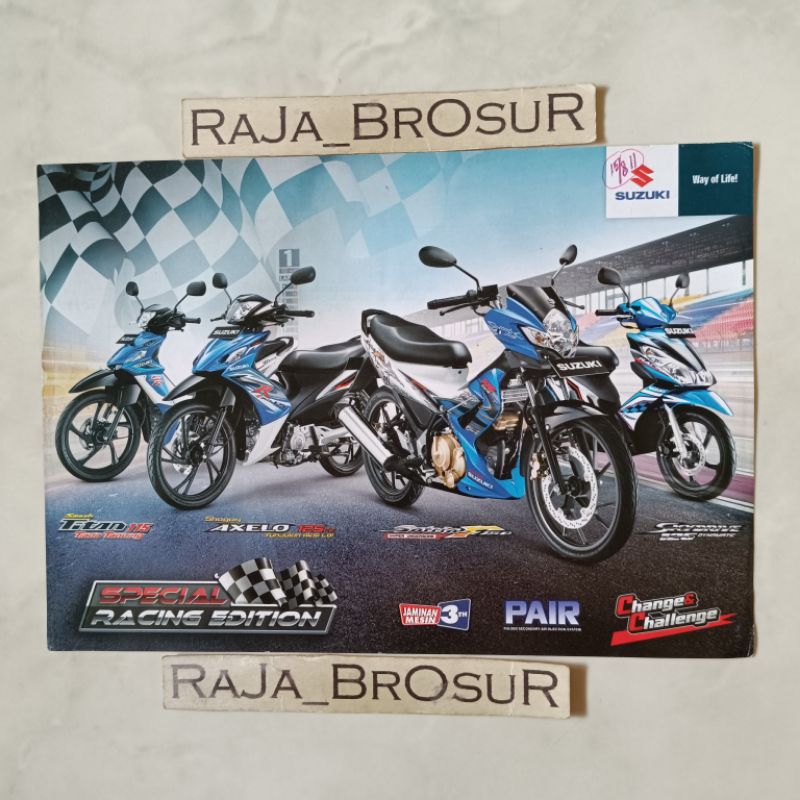 Poster brosur katalog flyer Suzuki Smash Titan 115/Shogun Axelo R 125/Satria F150 Satria FU/Skydrive
