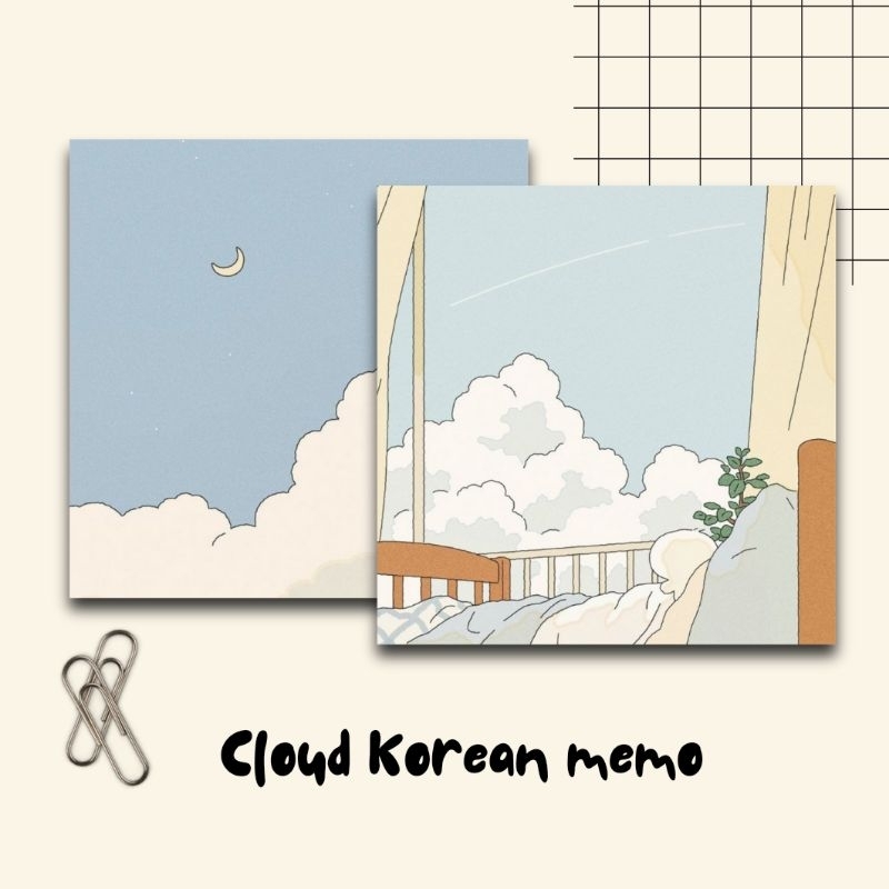 memo - cloud memo aesthetic / memo pad / cute memo / buku catatan kecil / catatan kecil untuk hiasan