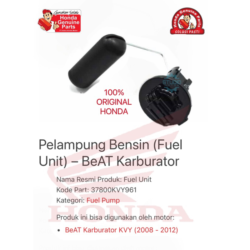 Pelampung Tangki Bensin Apung-Apung Meteran Minyak Fuel Unit Beat KVY Scoopy KYT Karburator 37800KVY