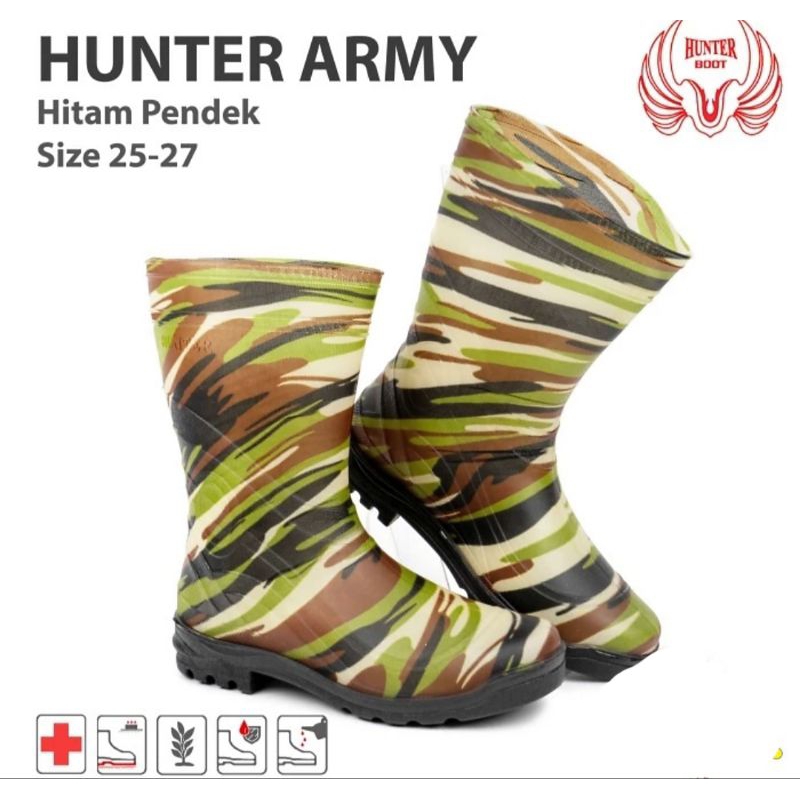SEPATU BOOTS PENDEK HUNTER ARMY -sepatu perkebunan berkendara