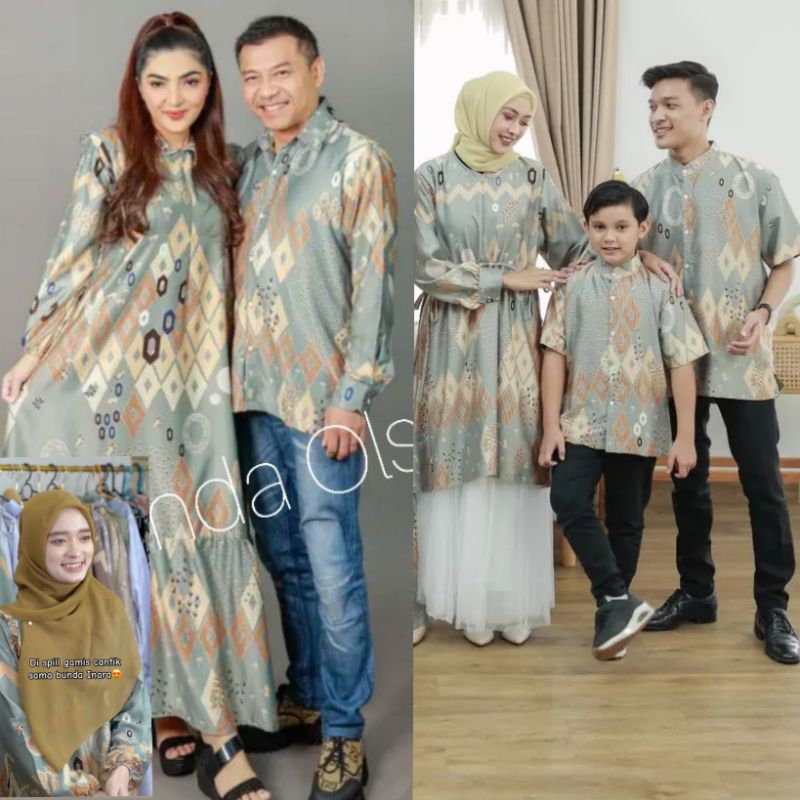 JUMBO / KECIL VIRAL SET KELUARGA ASHANTY INARA SARIMBIT SILKY COUPLE BAJU GAMIS PASANGAN SERAGAM KON