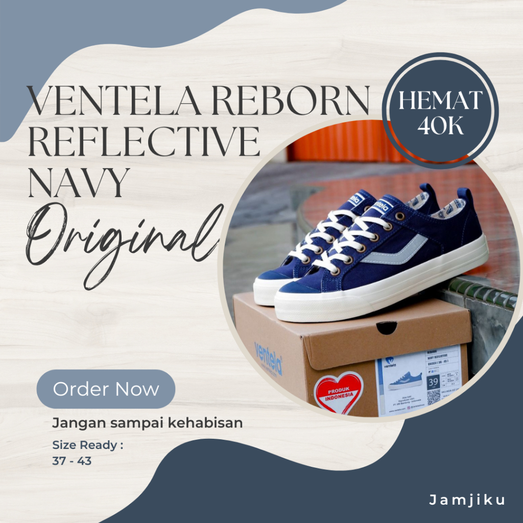 Sepatu Sneakers Pria Wanita Ventela Reborn Reflective Navy 100% Original BNIB