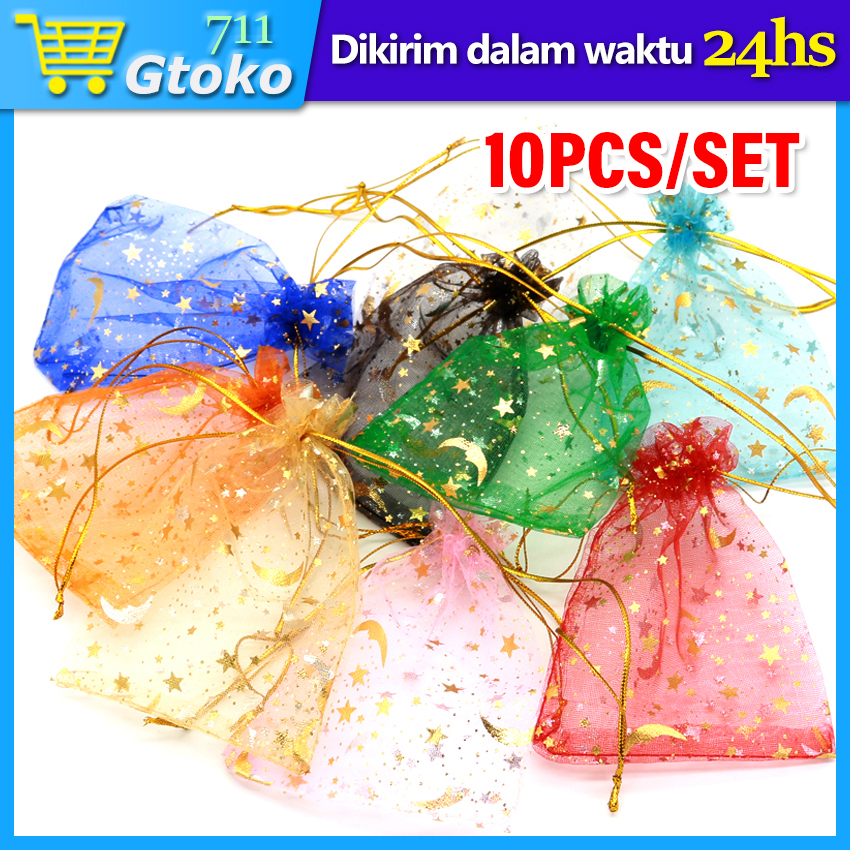 

Kantong Serut Organza Bag Souvenir Pouch Tas Organza 10 Pcs