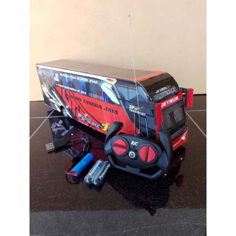 miniatur bus basuri STJ merah