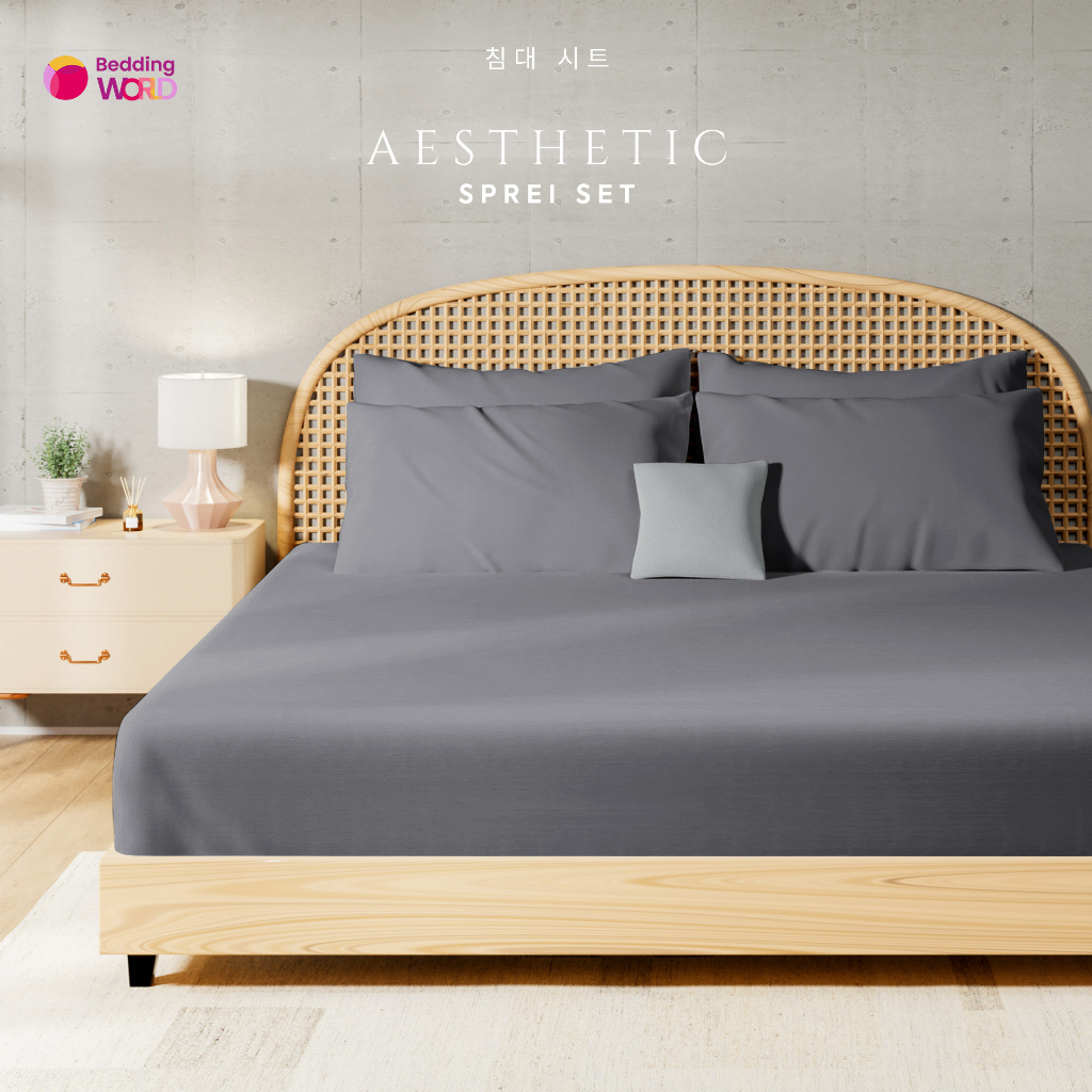Sprei Set Katun Polos Aesthetic Minimalis ala Korea / Sprai Polos Warna Kingsize Single 120x200 160x