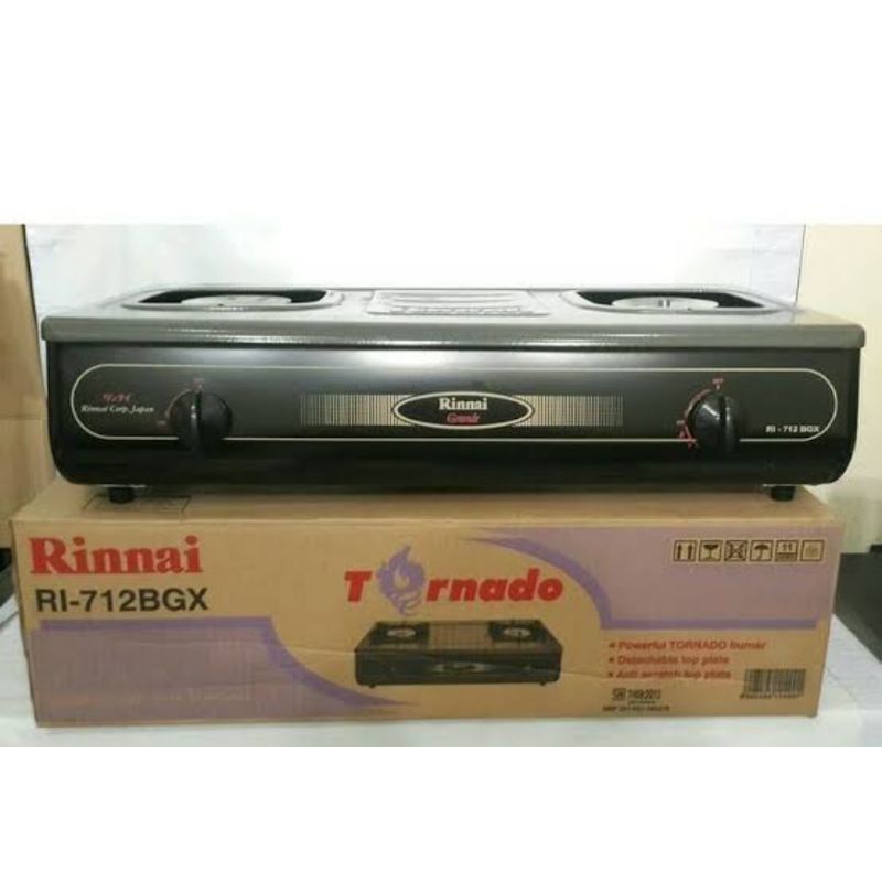 Kompor Gas Rinnai 2 tungku Api Tornado RI-712 BGX