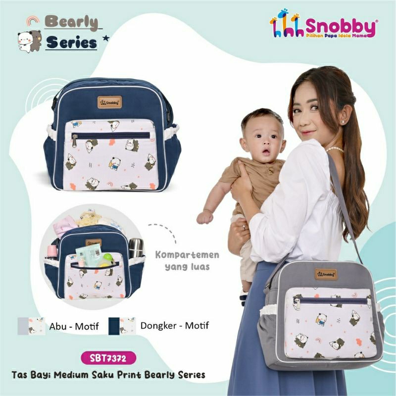 Snobby tas bayi medium saku print bearly series - SBT 7372