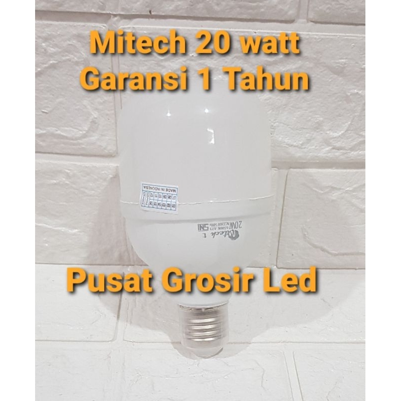 Paket Hemat 6 pcs Mitech Platinum 20 Watt Cahaya Putih Lampu Led T Bulb Bergaransi 1 Tahun