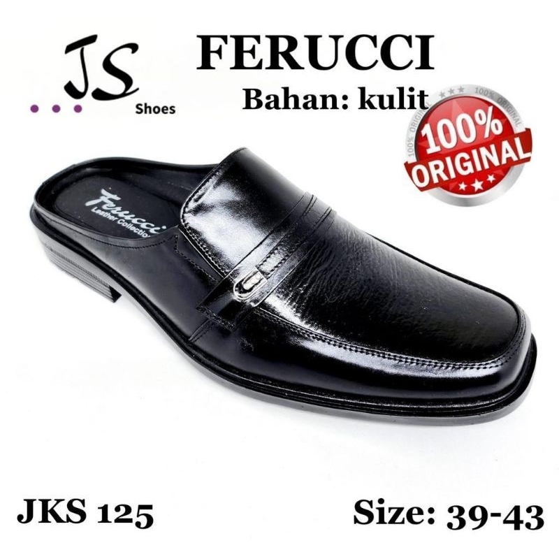 FERUCCI JKS 125 - SEPATU SANDAL SLOP KULIT PRIA DEWASA MERK FERUCCI