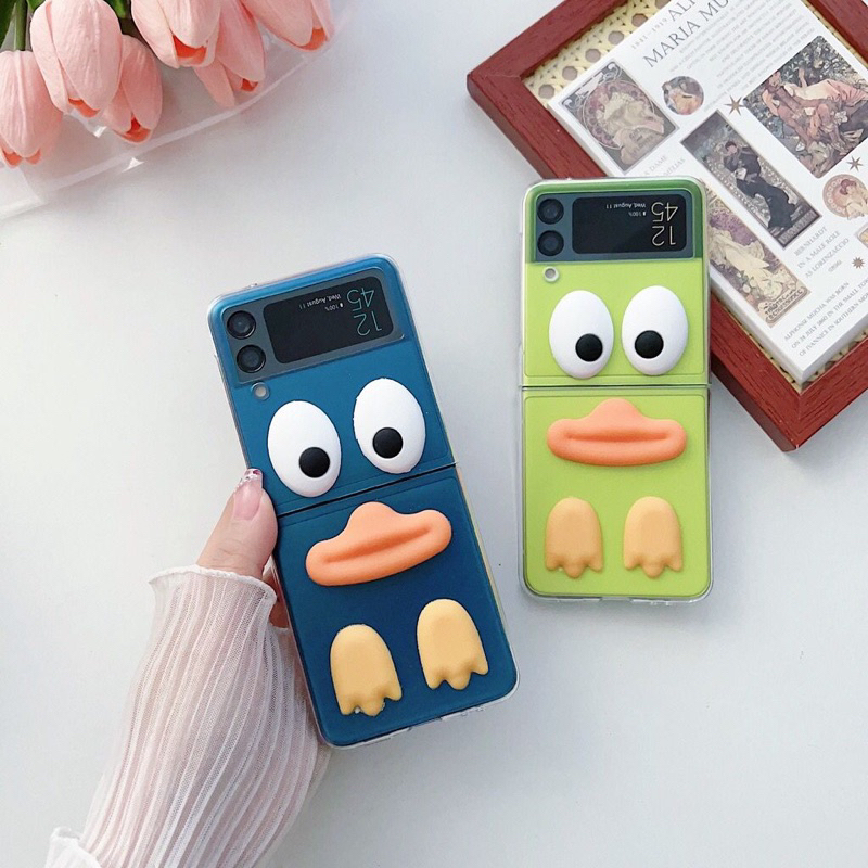 Cute Duck Case for Samsung Z Flip 4 3 2 Fold3 Fold4 Flip4 Flip3 (Neon / Yellow / Blue / Purple)