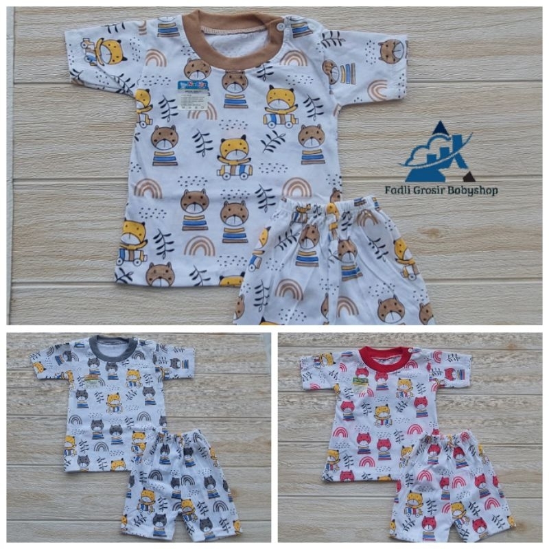 Setelan Bayi Baju Celana Bayi Motif Karakter Bear Lengan Pendek Kaos Anak Usia 2-12 Bulan Terbaru