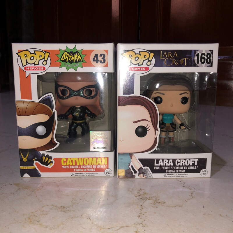 funko pop catwoman & lara croft