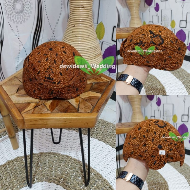 Blangkon Solo Jarik / Bahan Premium - Motif Sido Mukti Coklat