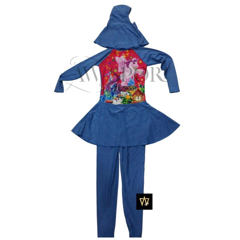 Baju Renang Anak Muslim Kartun Karakter Usia 5-12th / Baju Renang Hijab