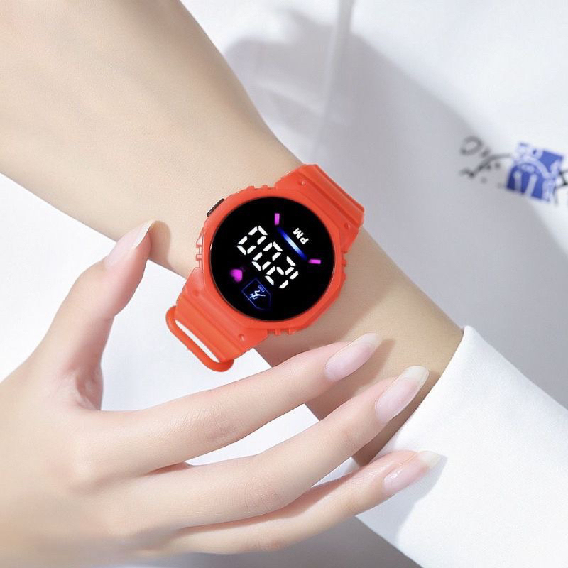 (Grosir Cod)Jam Tangan Wanita Led PM Unisex Digital Strap Karet/Rubber(Dikirim Jakarta)