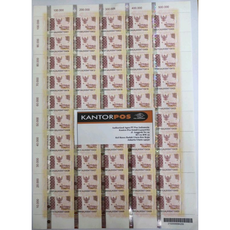 

meterai atau materai RP 10000 (50 pcs)