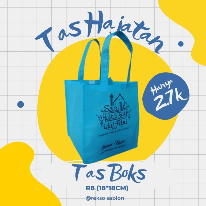 Tas Spunbond Kotak Nasi 18x18 | Walimahan | Aqiqah | Tas Hajatan Murah Gratis Sablon