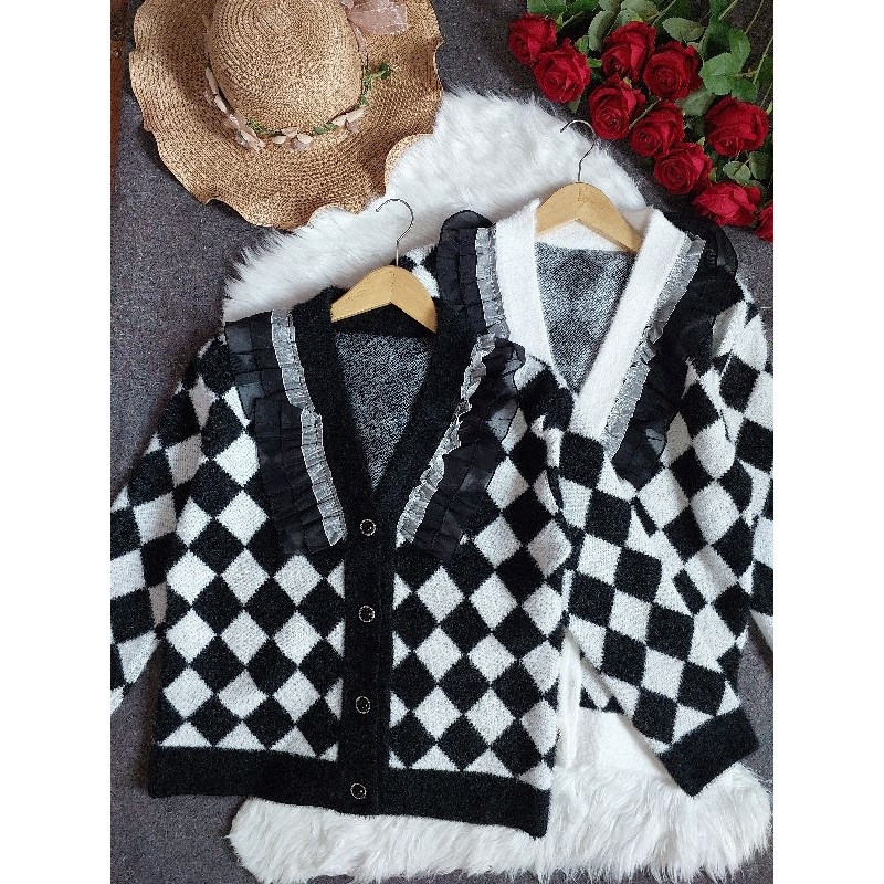 VN VALENCIA CHESS FUR BLAZER LUXURY / CARDIGAN FURRY PREMIUM