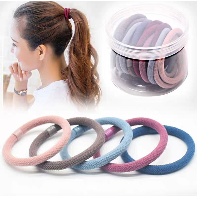 10pcs Ikat Rambut Ponytail Polos Tebal Warna Mix Kuncir Rambut Korea Isi 10 Warna Campur