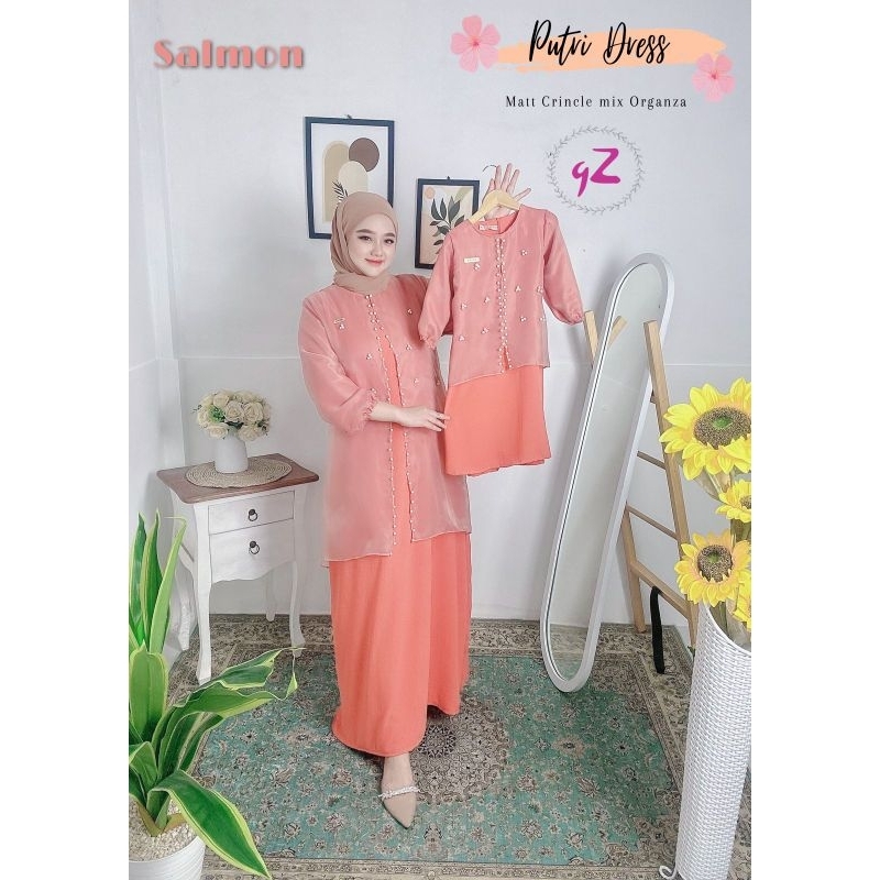 Gamis/Dress Crincle organza couple ibu dan anak ORI gwenza